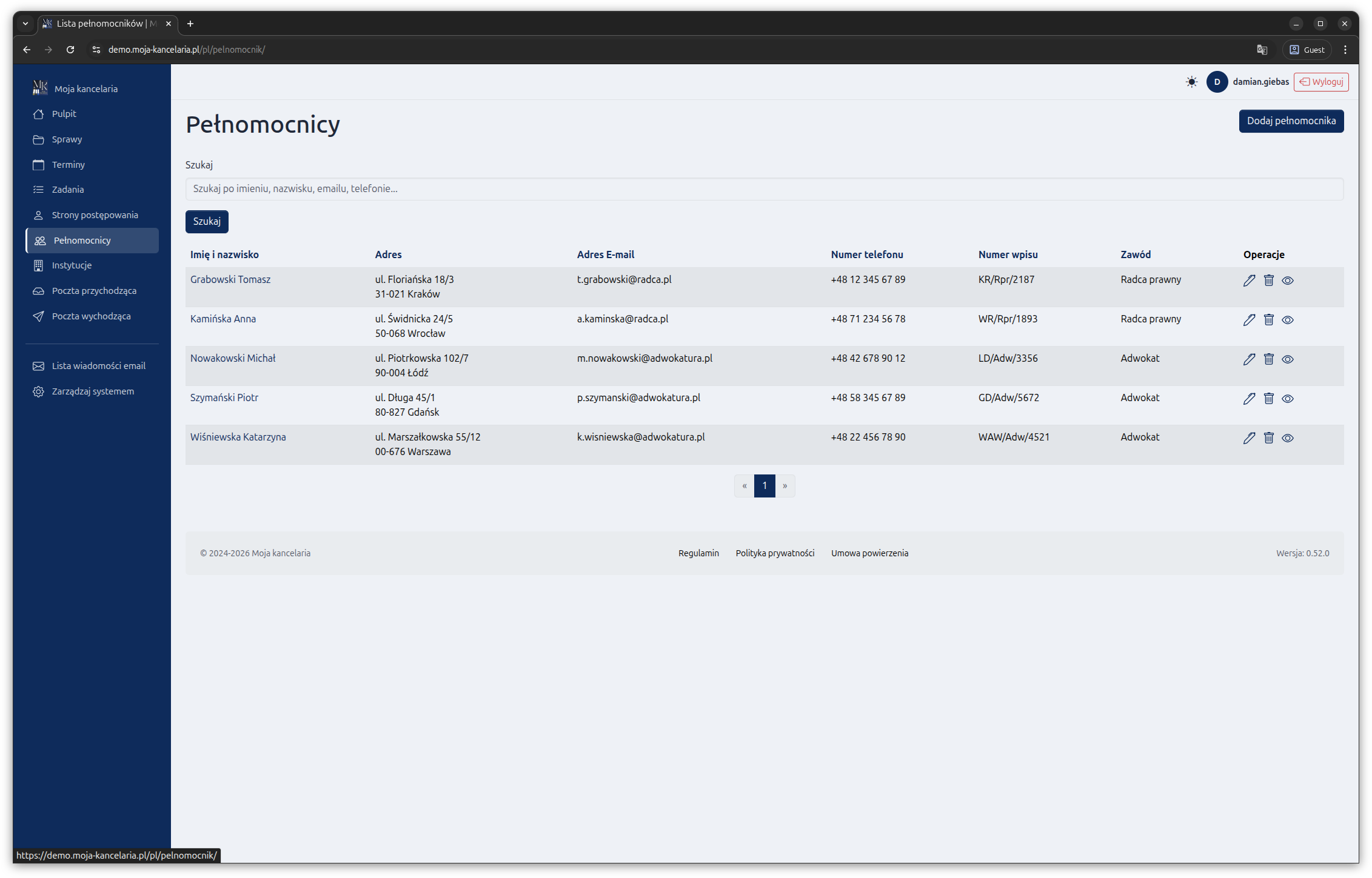 Zrzut ekranu systemu